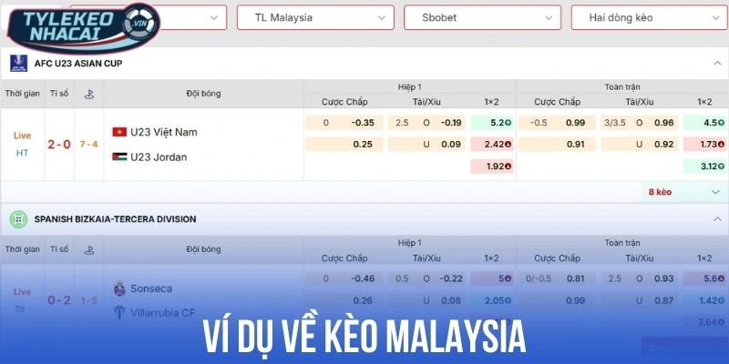 Ví dụ minh họa cách tính tiền kèo Malaysia trong thực tế