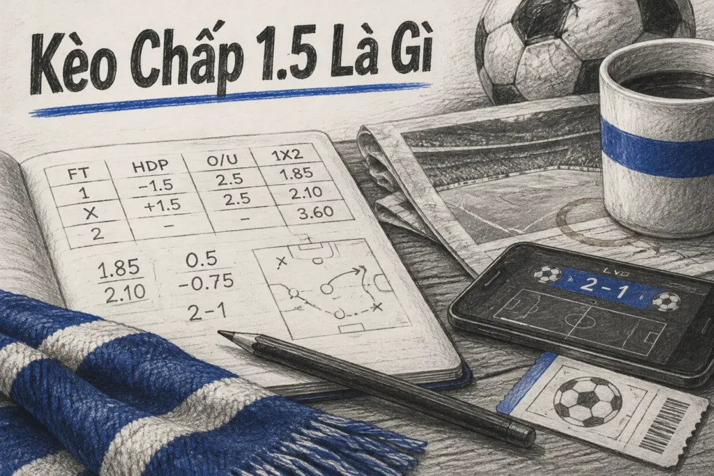 Kèo chấp 1.5 còn được gọi là kèo chấp một trái rưỡi hoặc kèo chấp 1 1/2 trái trong cộng đồng cá cược bóng đá Việt Nam - kèo